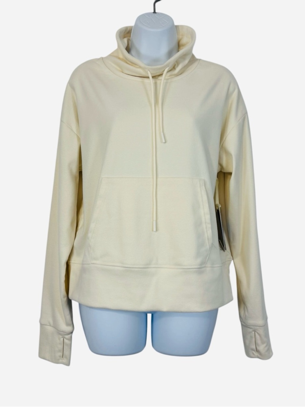 BEARPAW Outdoors Cream Micro Fleece Pullover Hoodie Cowl Neck Size L NWT